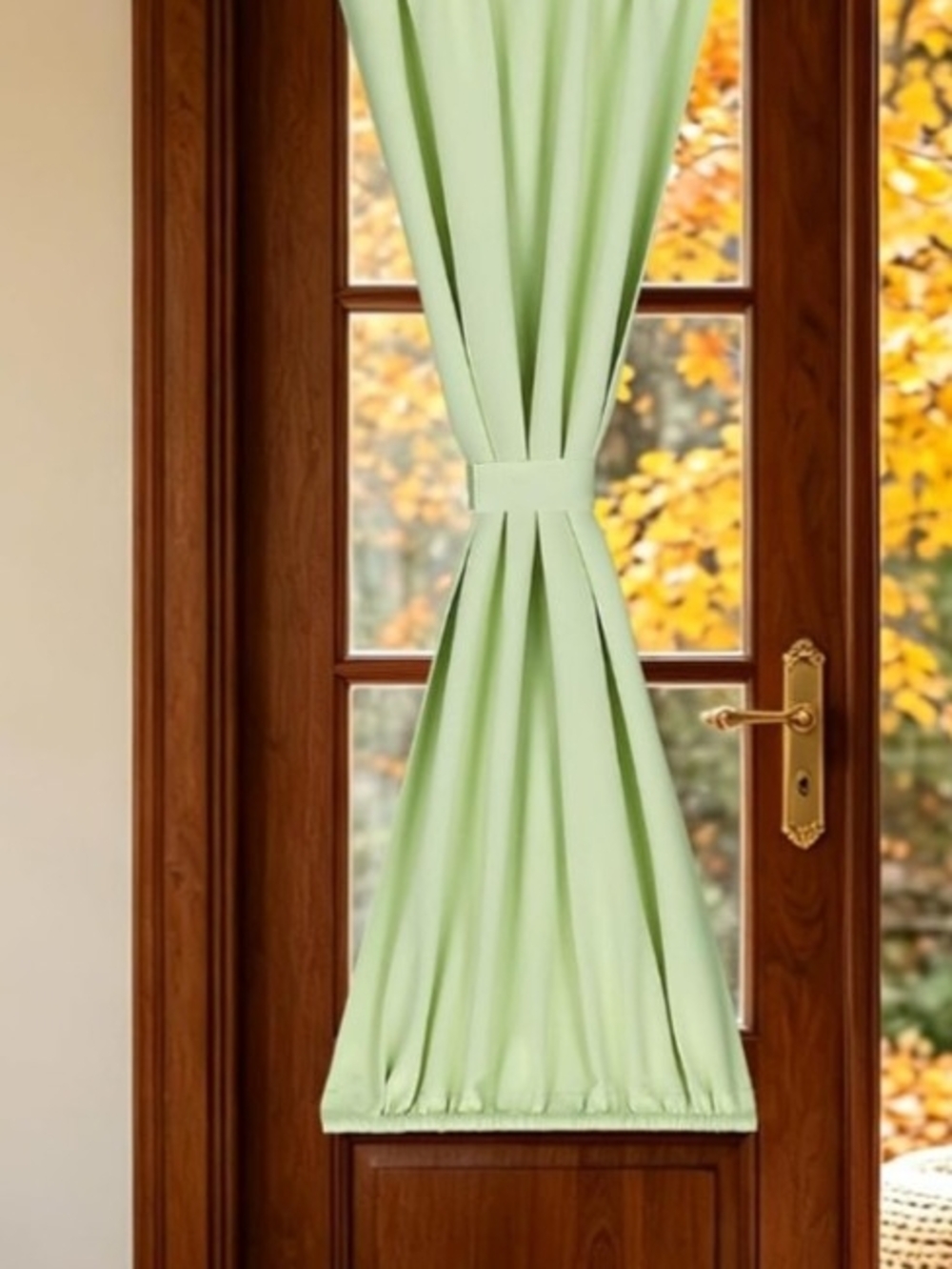 Pale Green Tie-Up Window Curtain Panel